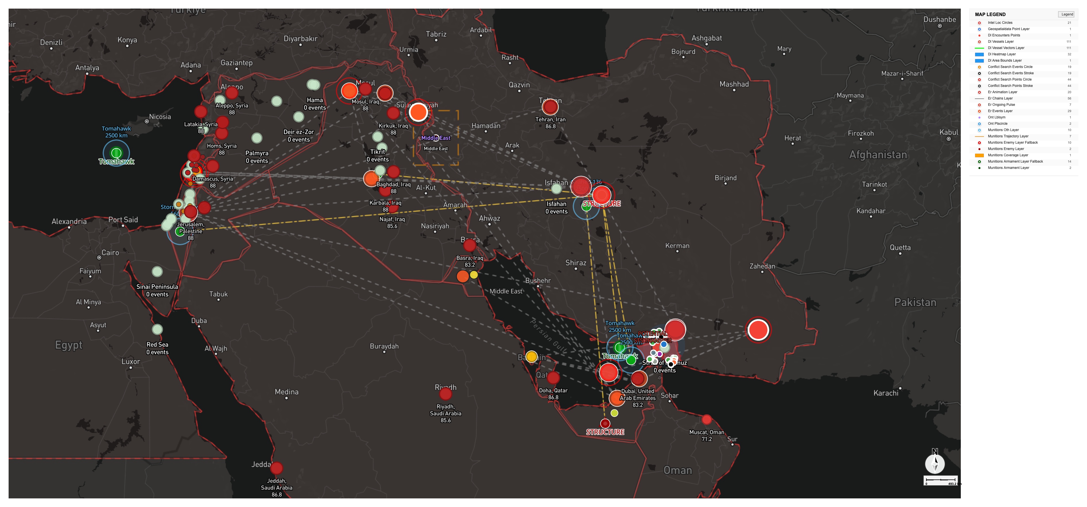 Middle East OSINT event fusion map